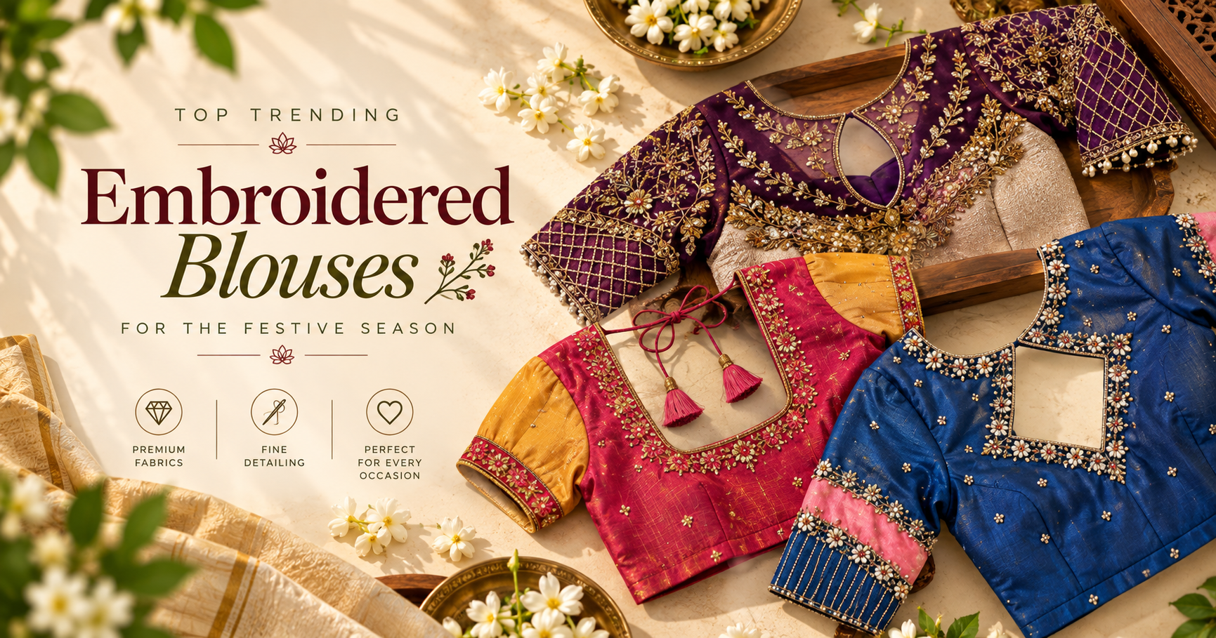 Top Trending Embroidered Blouses for the Festive Season