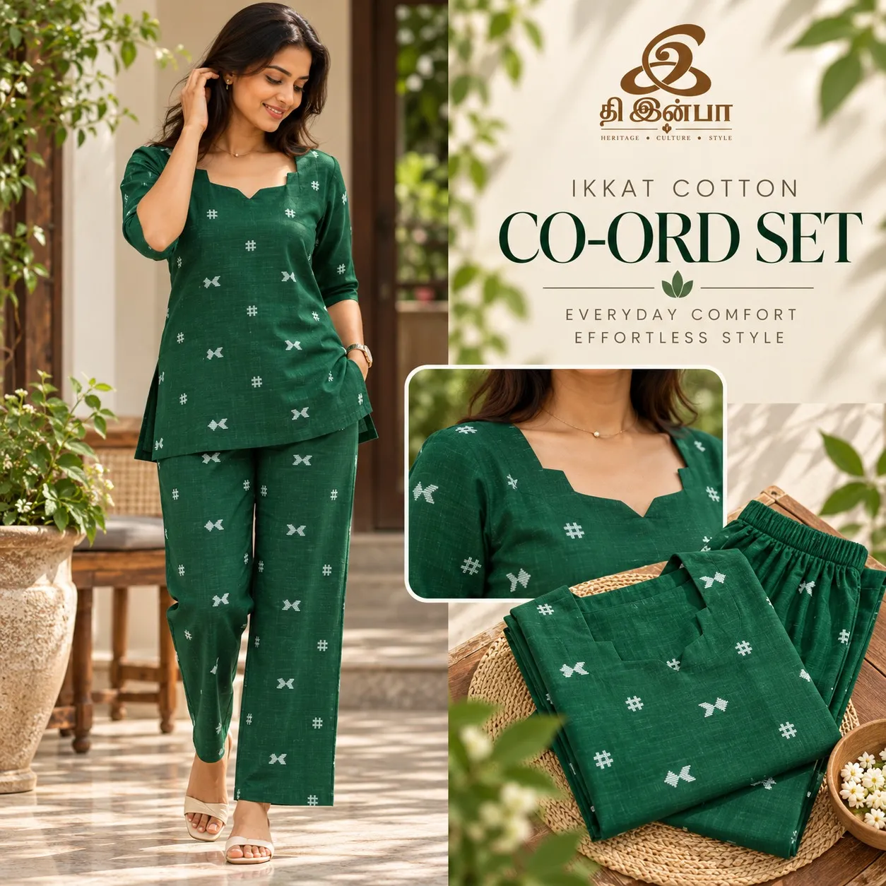 Emerald Green Printed Cotton Co-Ord Set