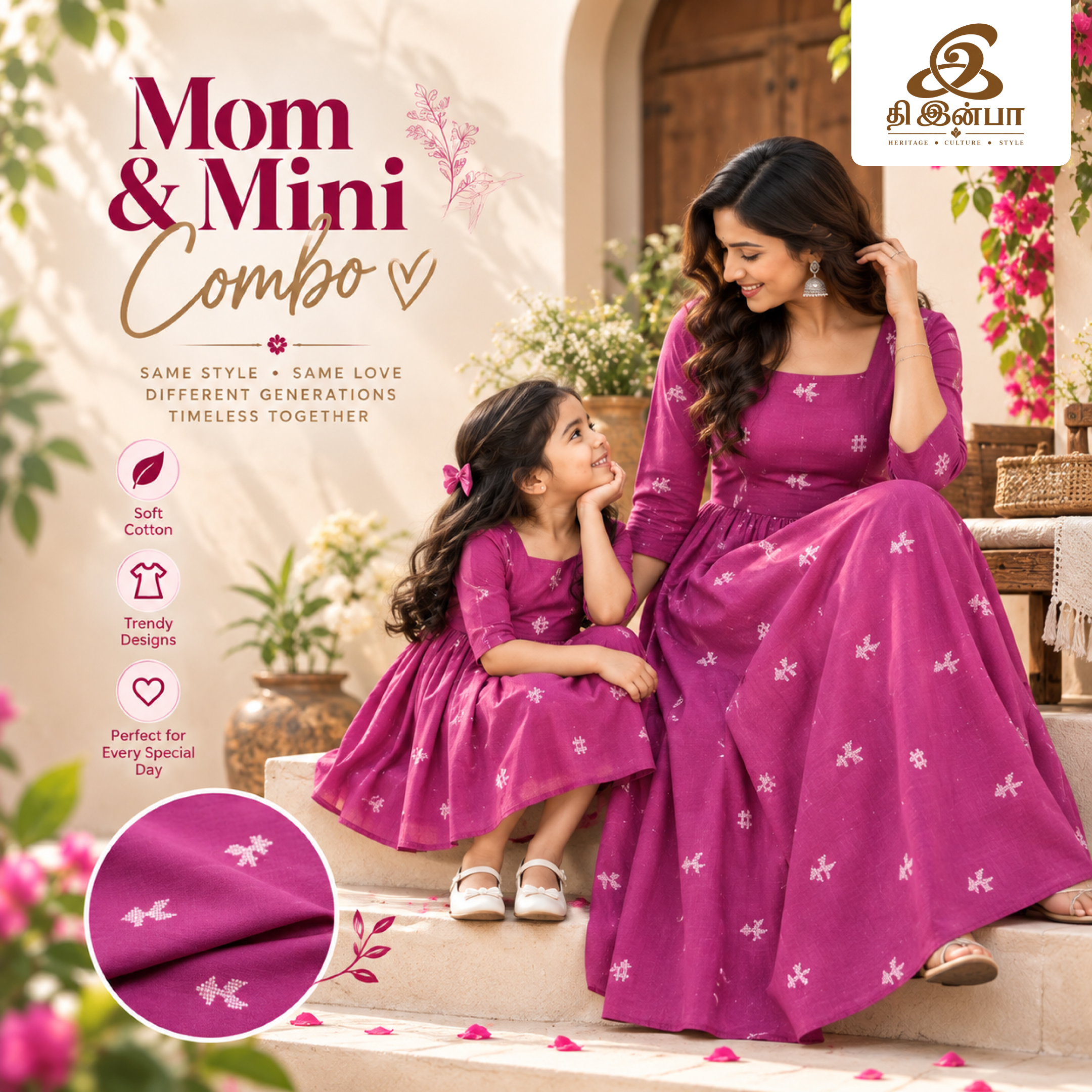 Pretty Pink Mom & Mini Combo | Stitched + Lining