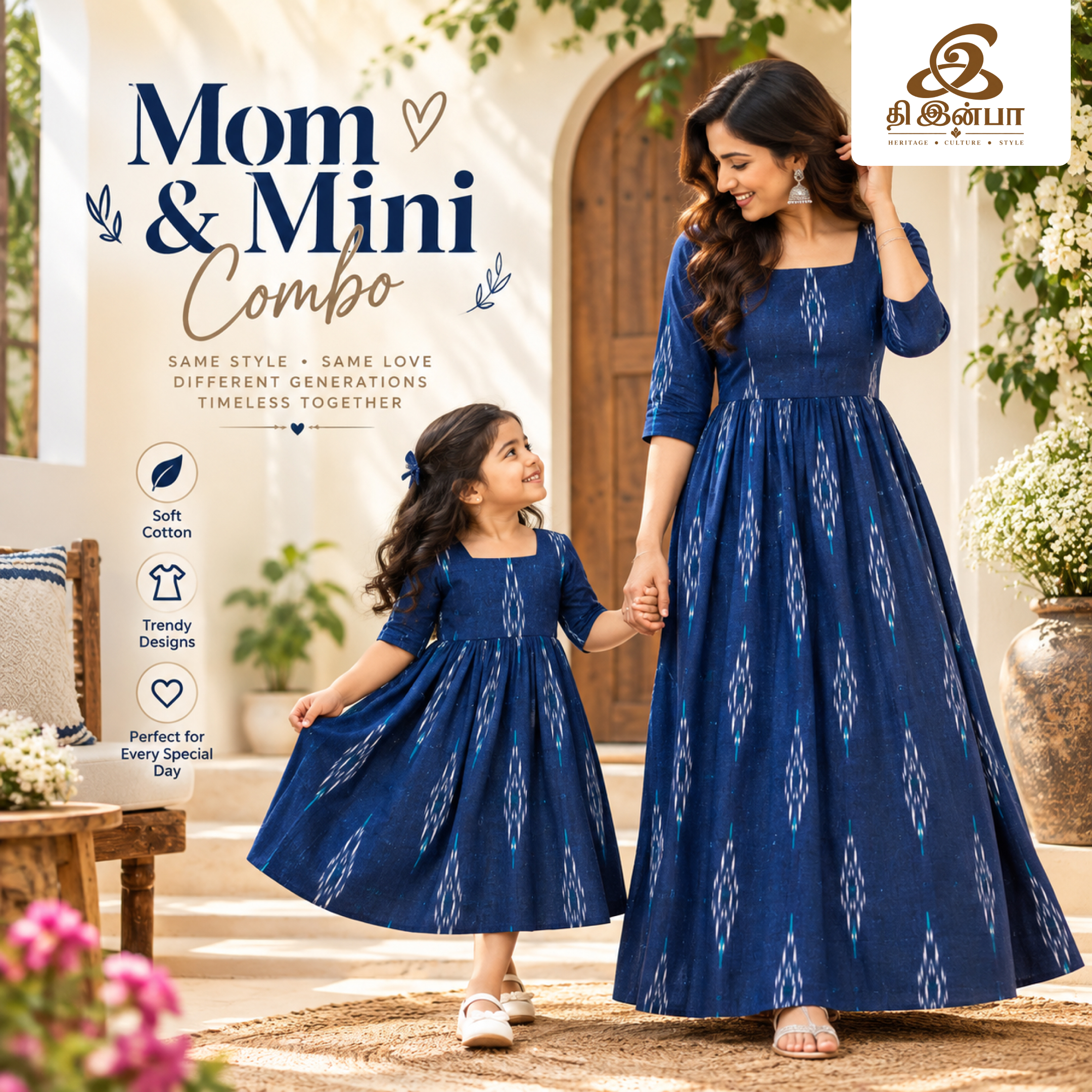 Mom & Mini in Classic Blue | Stitched + Lining