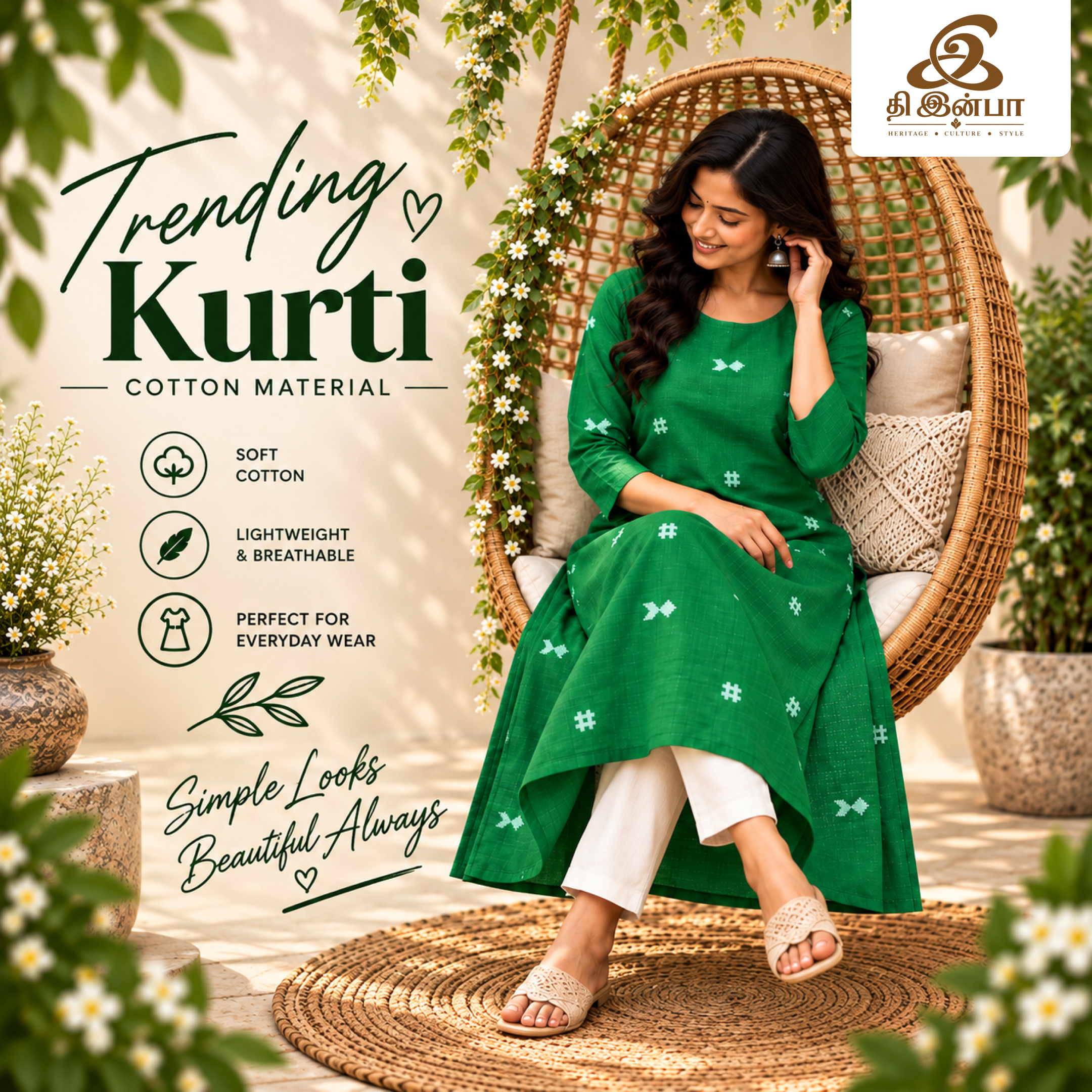 Emerald Green Ikkat Cotton Kurti